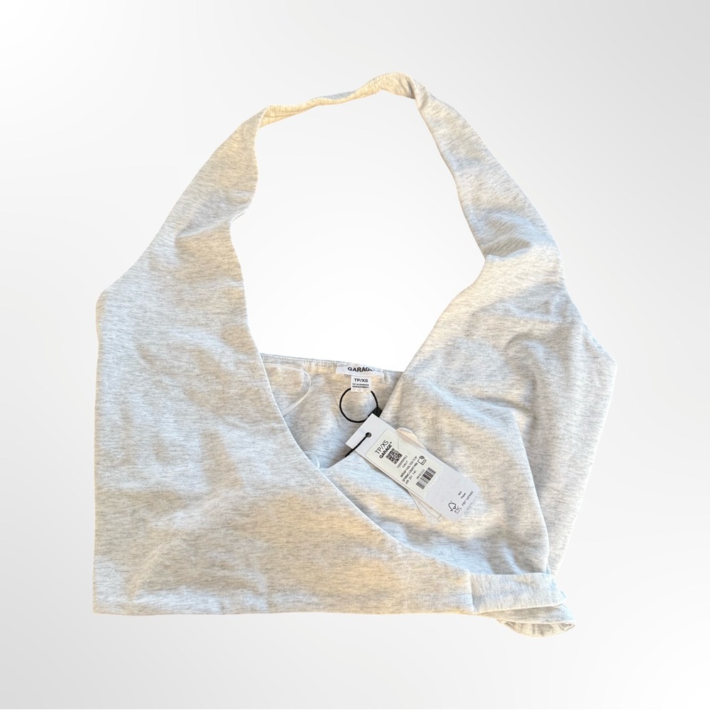 Garage Grey Cropped Wrap Halter Top NWT Size XS - Picture 5 of 6